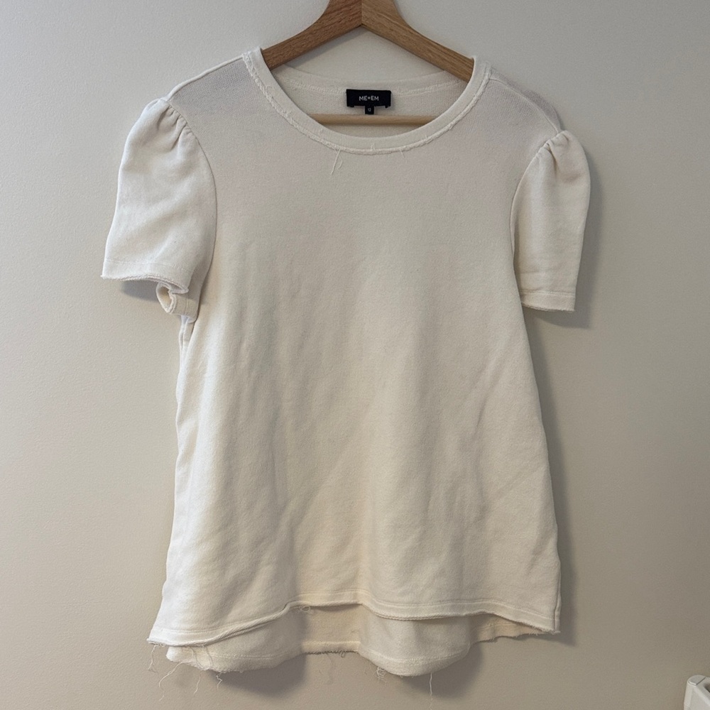 British Designer Me+Em Elegant Cream Puff Sleeve Top size 12 - Picture 4 of 7